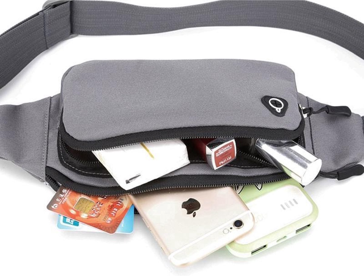 Waist Bag | Fanny Pack | Water Repellent | Pouch | Waist Bag | Waistbelt | With Smartphone Pocket | Headphone Hole | Black - Image 2
