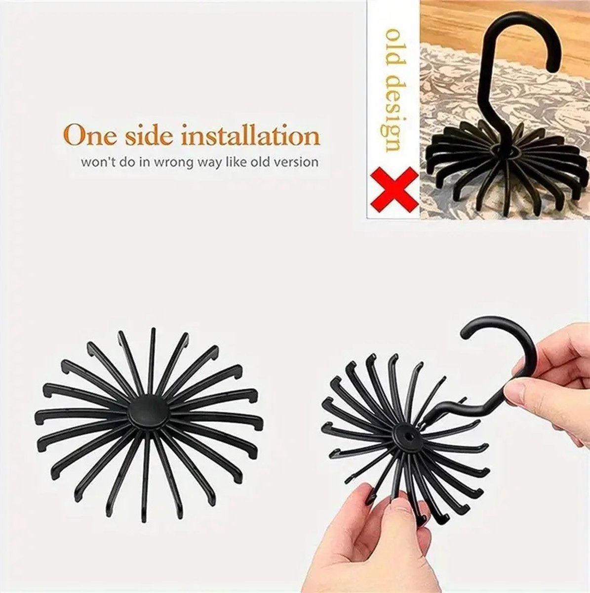 Tie Hanger | Tie Hanger | Tie Organizer | Tie Hook | Hang 20 Ties | Black - Image 4