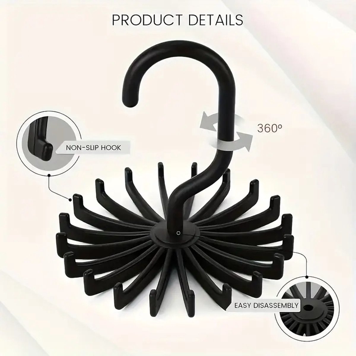 Tie Hanger | Tie Hanger | Tie Organizer | Tie Hook | Hang 20 Ties | Black - Image 5