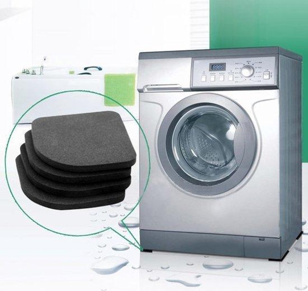 Washing machine vibration damper – washing machine dampers - Vibration Damper Pads - Black – 8 Pieces - Image 1