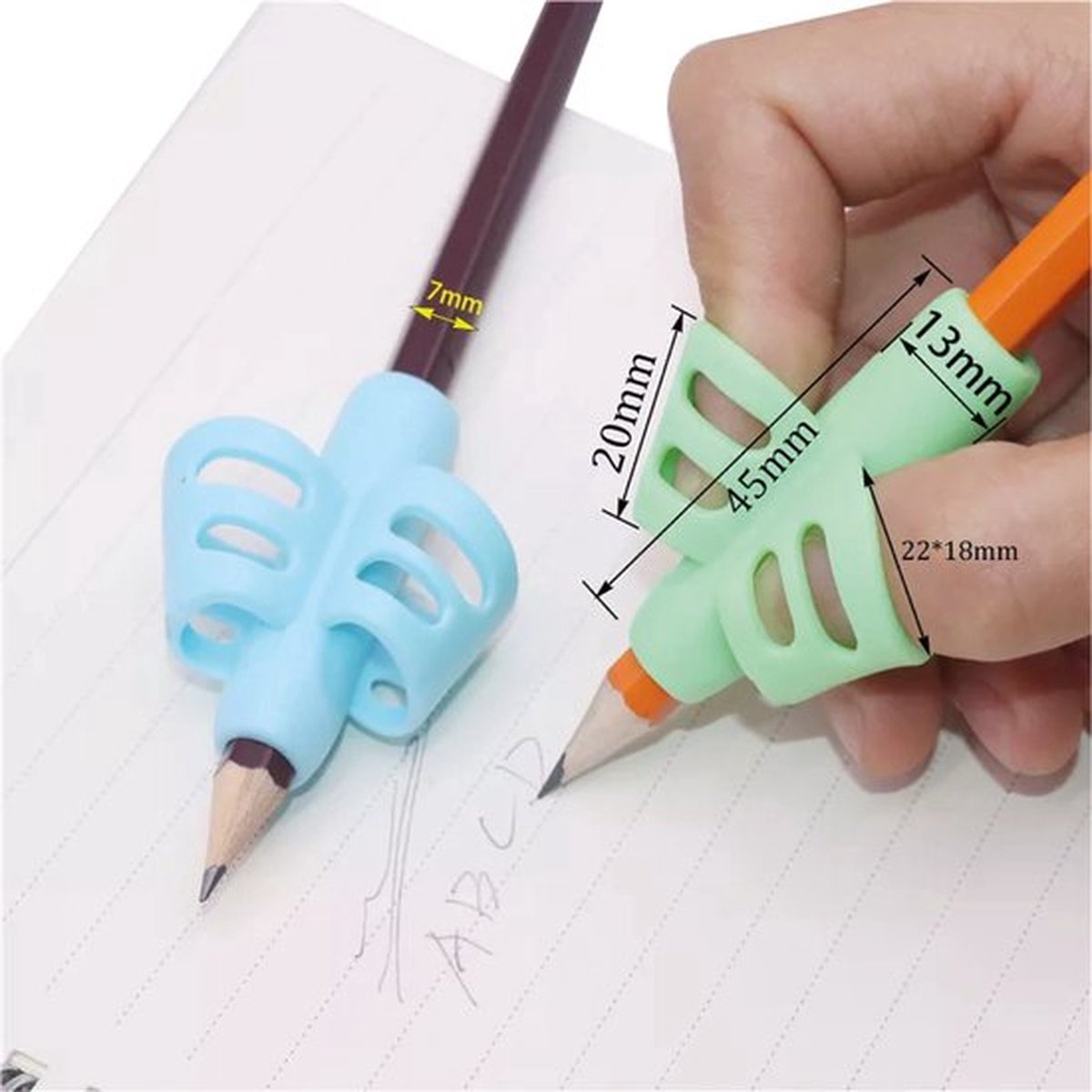 Pencil Grips | Finger Grip Writing Aids for Children & the Elderly | Pencil Holder | Pen Holder | Writing Aids | 2 Pieces - Image 1