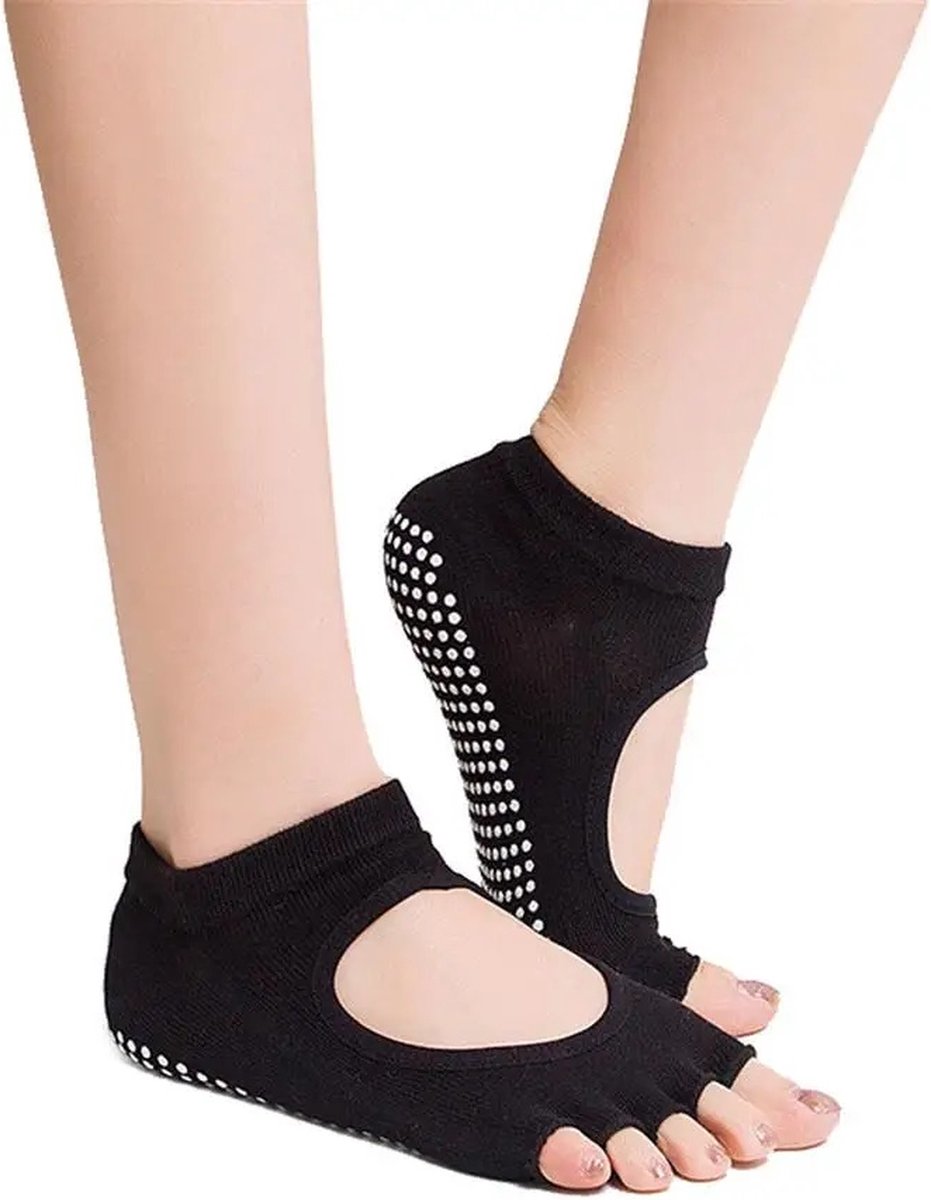 Yoga Socks Full Open Toe | Full Toe Yoga Sock | With Anti-Slip Bottom | Anti-Slip Socks | Pilates Socks | Size 36-40 | Black - Image 2