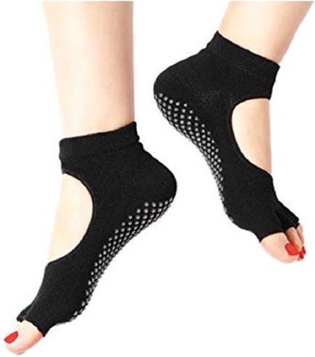 Yoga Socks Full Open Toe | Full Toe Yoga Sock | With Anti-Slip Bottom | Anti-Slip Socks | Pilates Socks | Size 36-40 | Black - Image 4