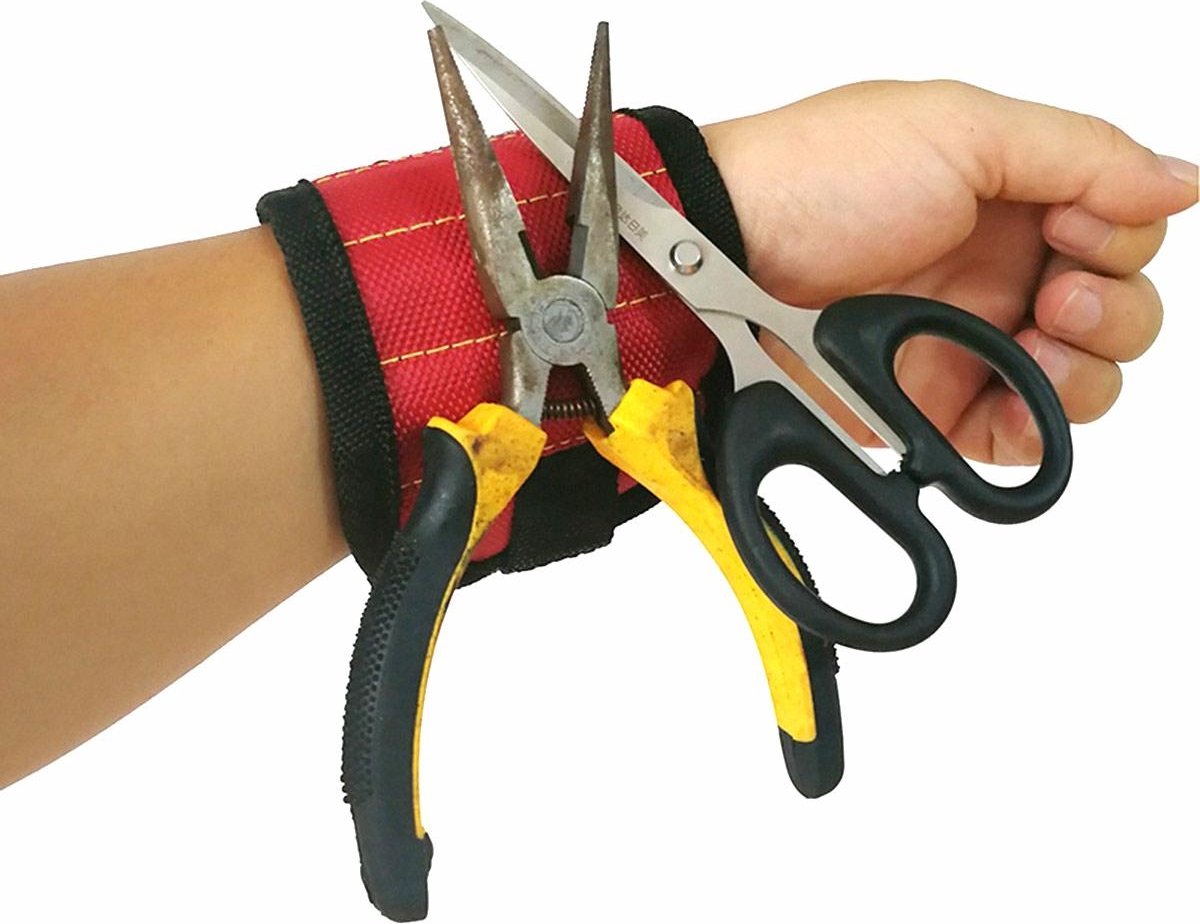 Magnetic Bracelet With 3 Magnetic Pockets | Wrist Tool Belt | Screw Wristband | DIY Bracelet | One Size | Black - Image 4