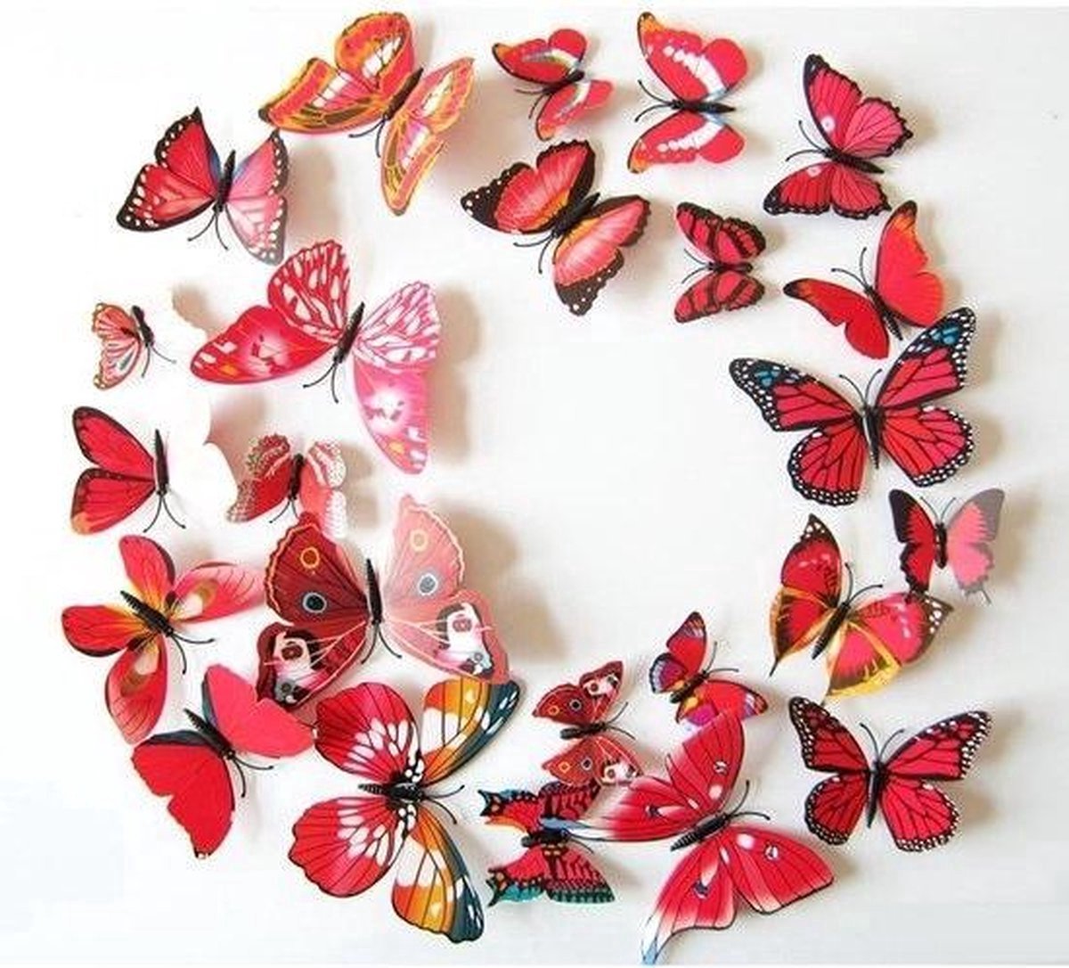 3D Wall Decoration Butterflies 12 Pieces | Wall Butterflies | Butterfly Wall Stickers | Red - Image 3