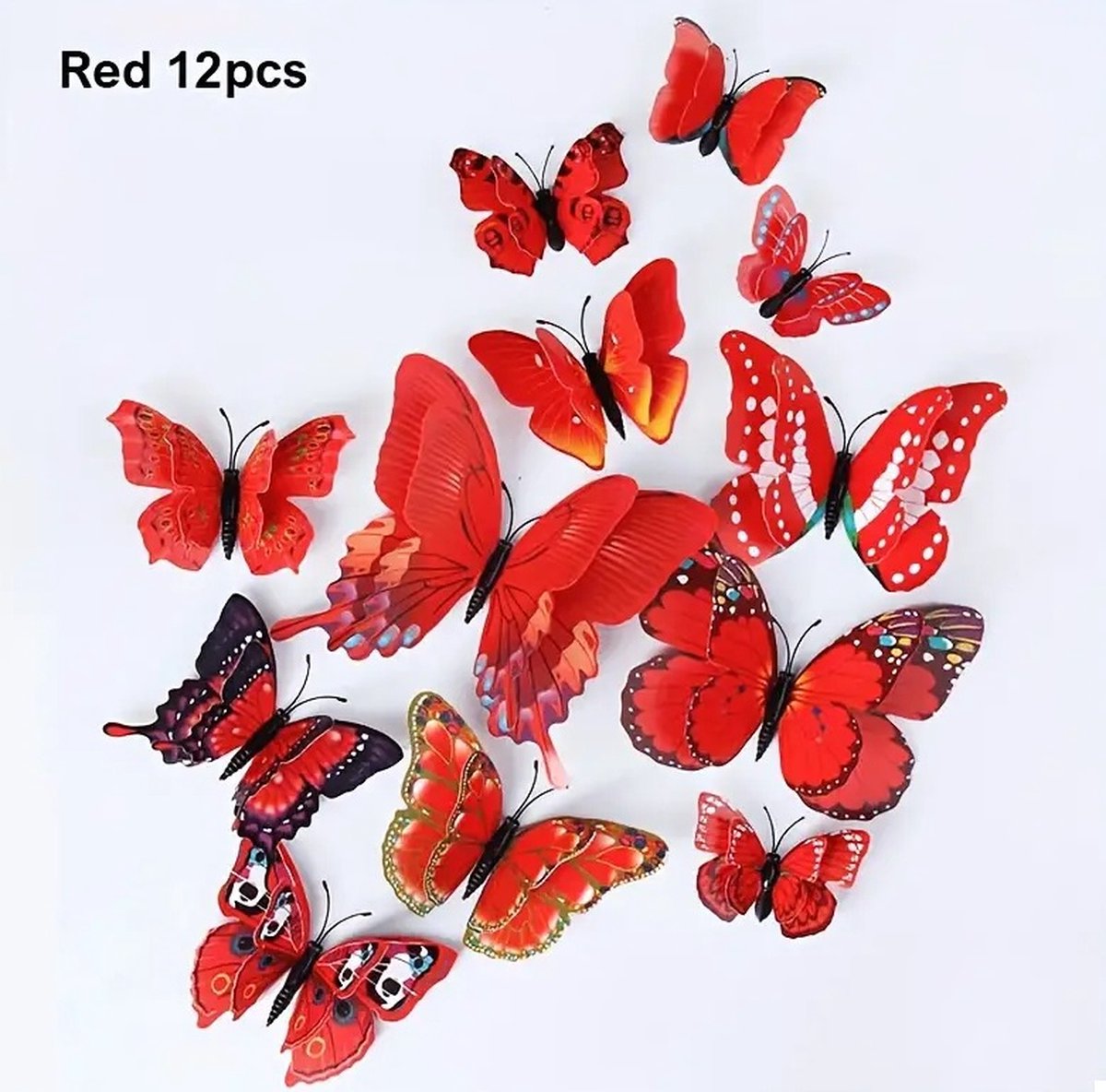3D Wall Decoration Butterflies 12 Pieces | Wall Butterflies | Butterfly Wall Stickers | Red - Image 4
