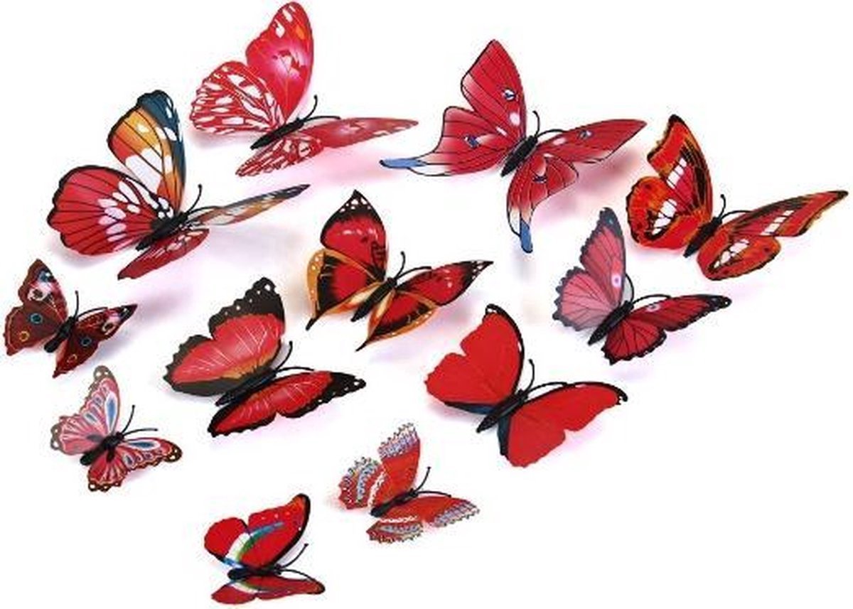 3D Wall Decoration Butterflies 12 Pieces | Wall Butterflies | Butterfly Wall Stickers | Red - Image 5