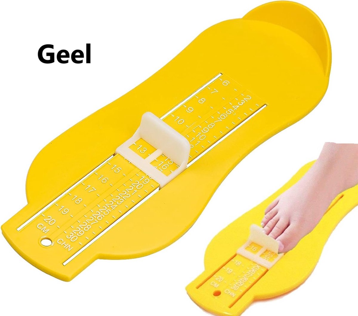 Child's Foot Measuring Tool | Child's Shoe Size Measuring Tool | Baby Shoe Measuring Tool | Baby Measurement | Yellow - Image 1