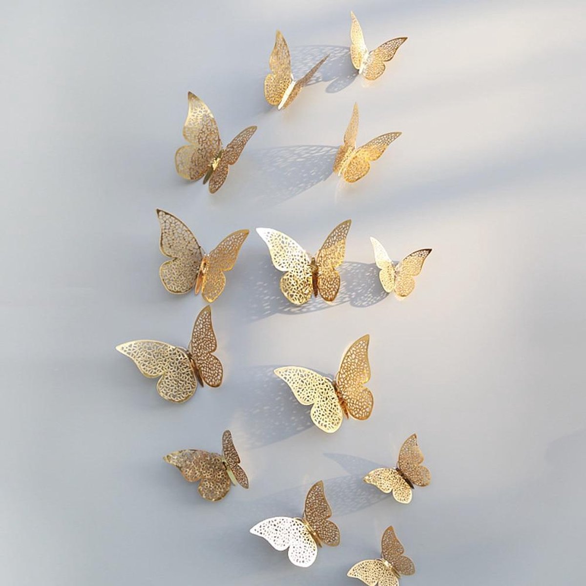 3D wall stickers | butterfly | lace | children's room | nursery | decoration | 12 pieces | gold - Image 1