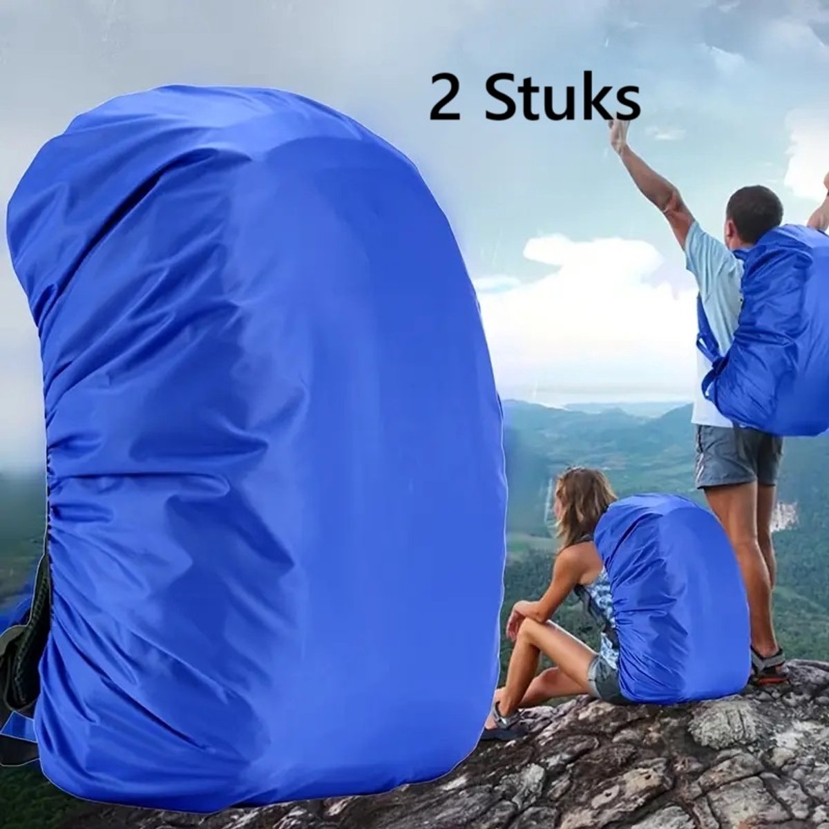 2x Rain Cover For Backpack | Backpack Rain Cover | Waterproof | Rain Cover Bag | Bag Protection Against Rain | 25-35 Liters | Blue - Image 1