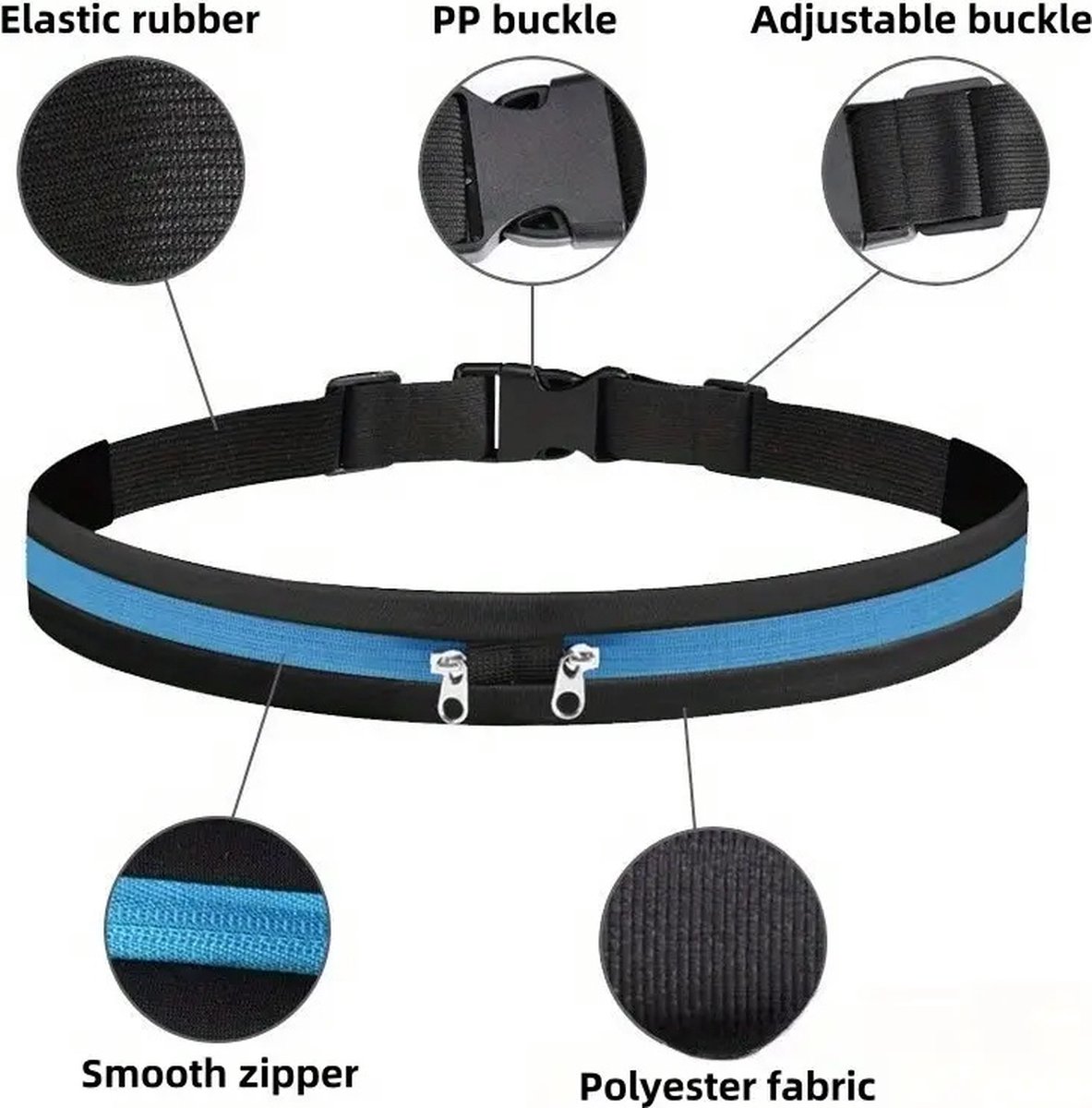 Women's Running Belt | Waist Bag | Elastic Waist Bag | Sports Bag | Running Bag | Fanny Pack | Zip Pouch | Black/Neon Green - Image 4