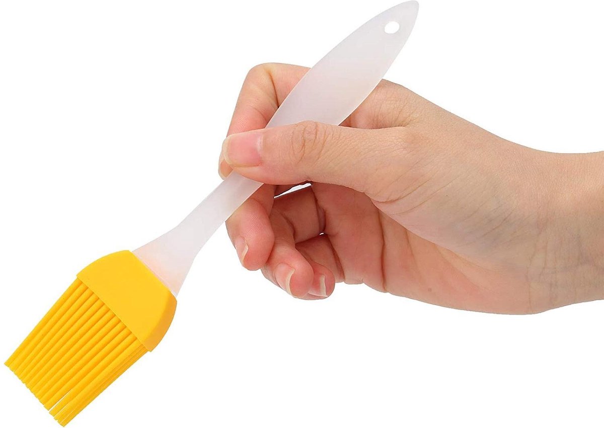 Silicone Baking Brush - Grease Brush - Baking Brush - Marinade - BBQ - Yellow / White - Image 1