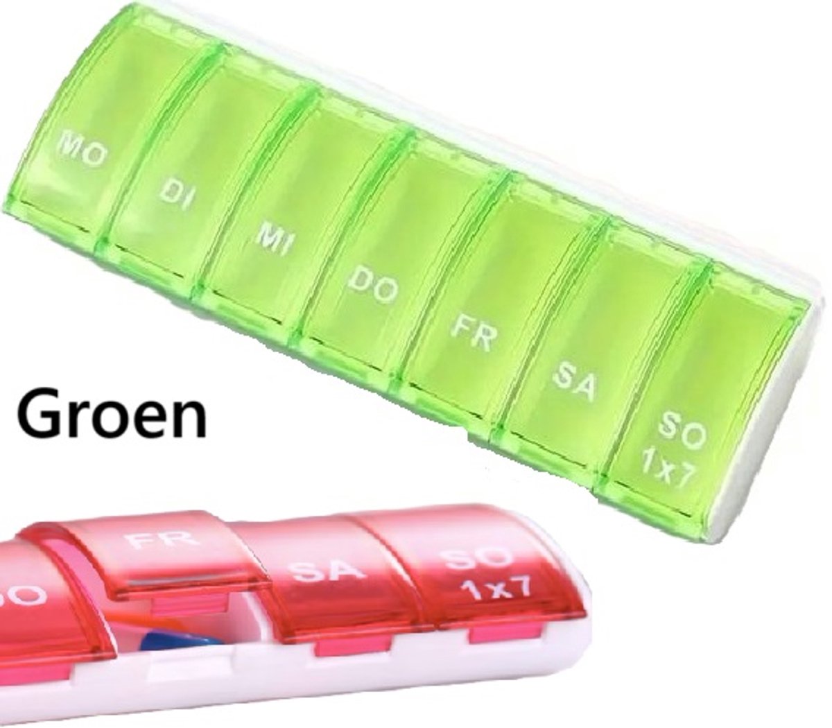 Pill Box | Pill Box | Medicine Box | Pill Box | 7 Days | 1 Week | Monday to Sunday | Green - Image 1