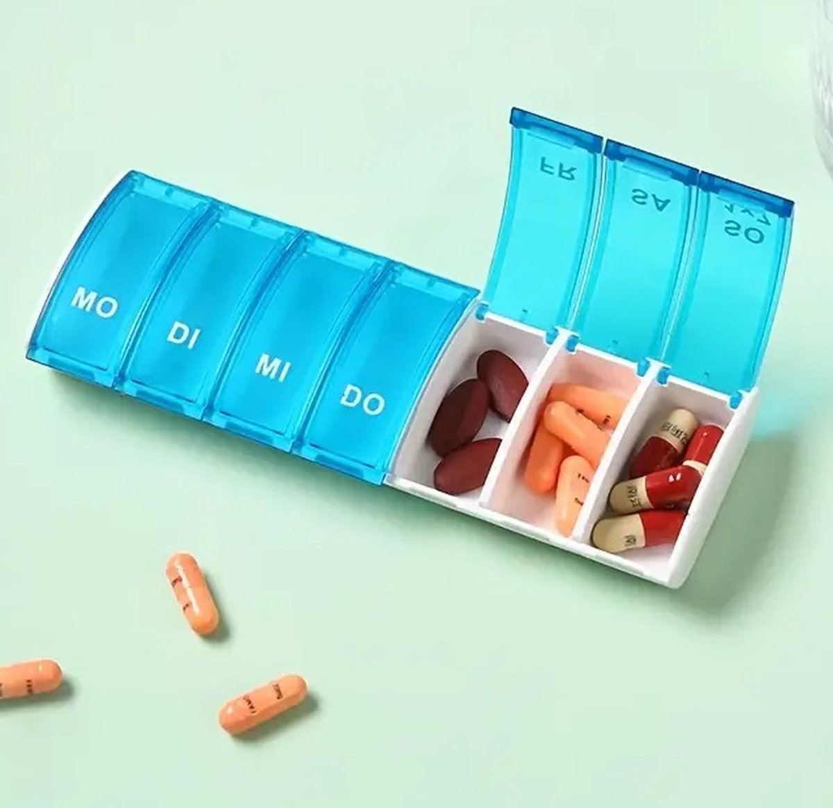 Pill Box | Pill Box | Medicine Box | Pill Box | 7 Days | 1 Week | Monday to Sunday | Green - Image 5