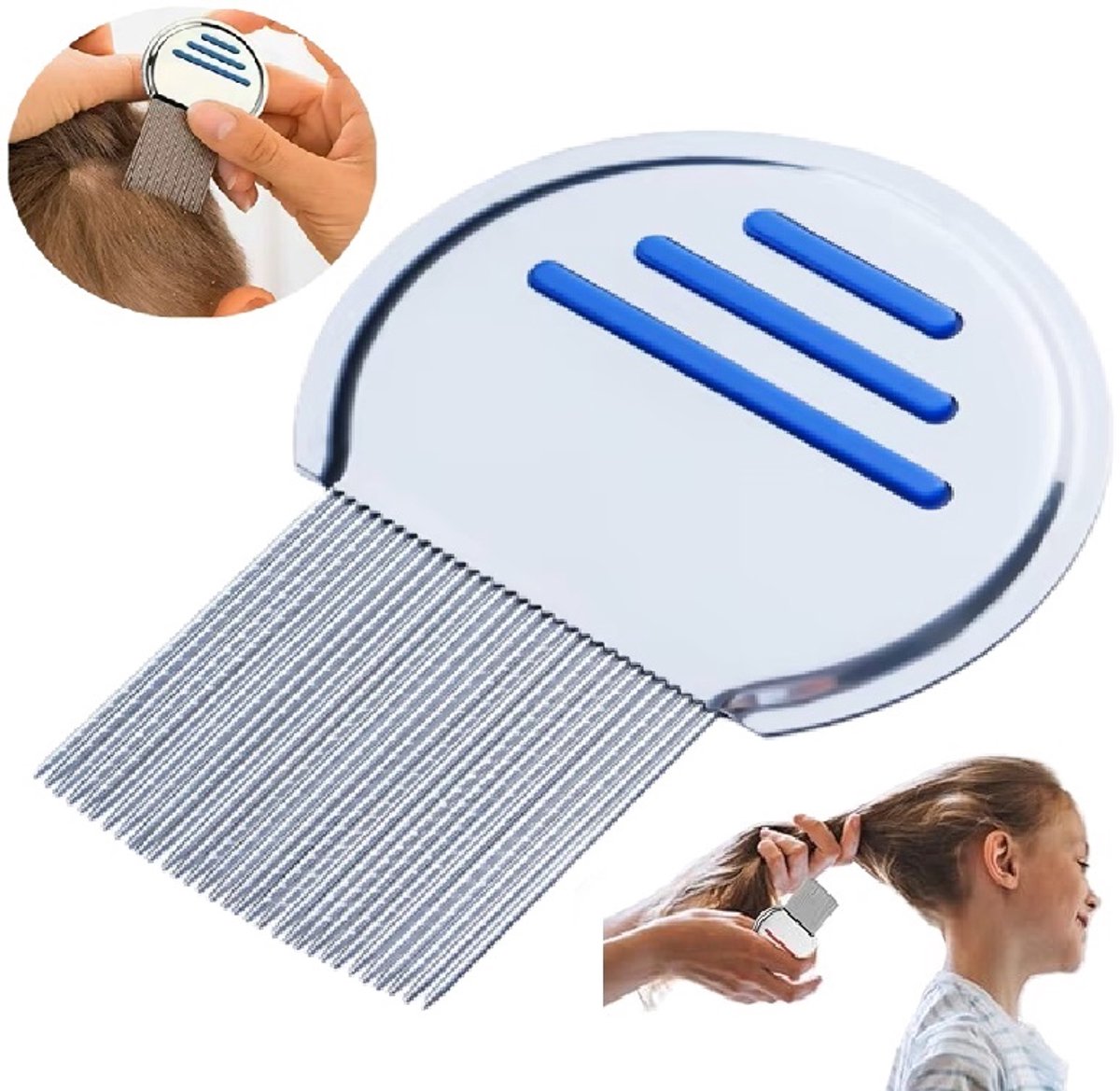 Lice Comb for Child & Pet | Lice Brush | Flea Comb | Nits Comb | Dust Comb | Lice Remover | Stainless Steel | Blue - Image 1