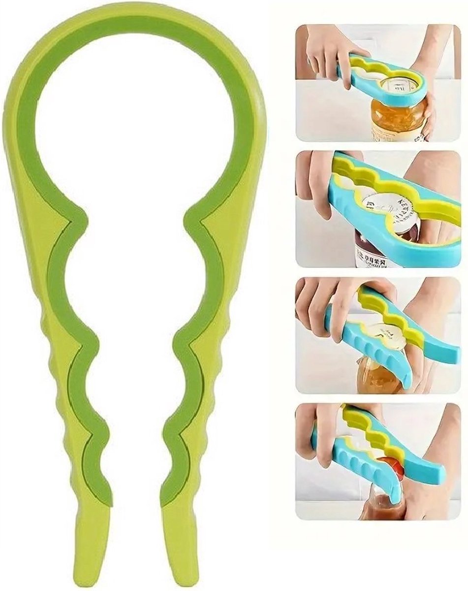 6-in-1 Opener | Multifunctional Opener | Kitchen Helper Opener | Jar | Bottle | Beer | Bag | Caps | Green - Image 2