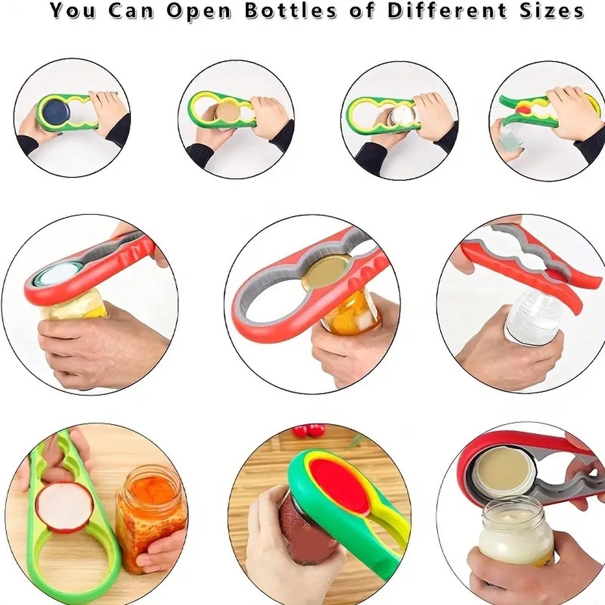 6-in-1 Opener | Multifunctional Opener | Kitchen Helper Opener | Jar | Bottle | Beer | Bag | Caps | Green - Image 4