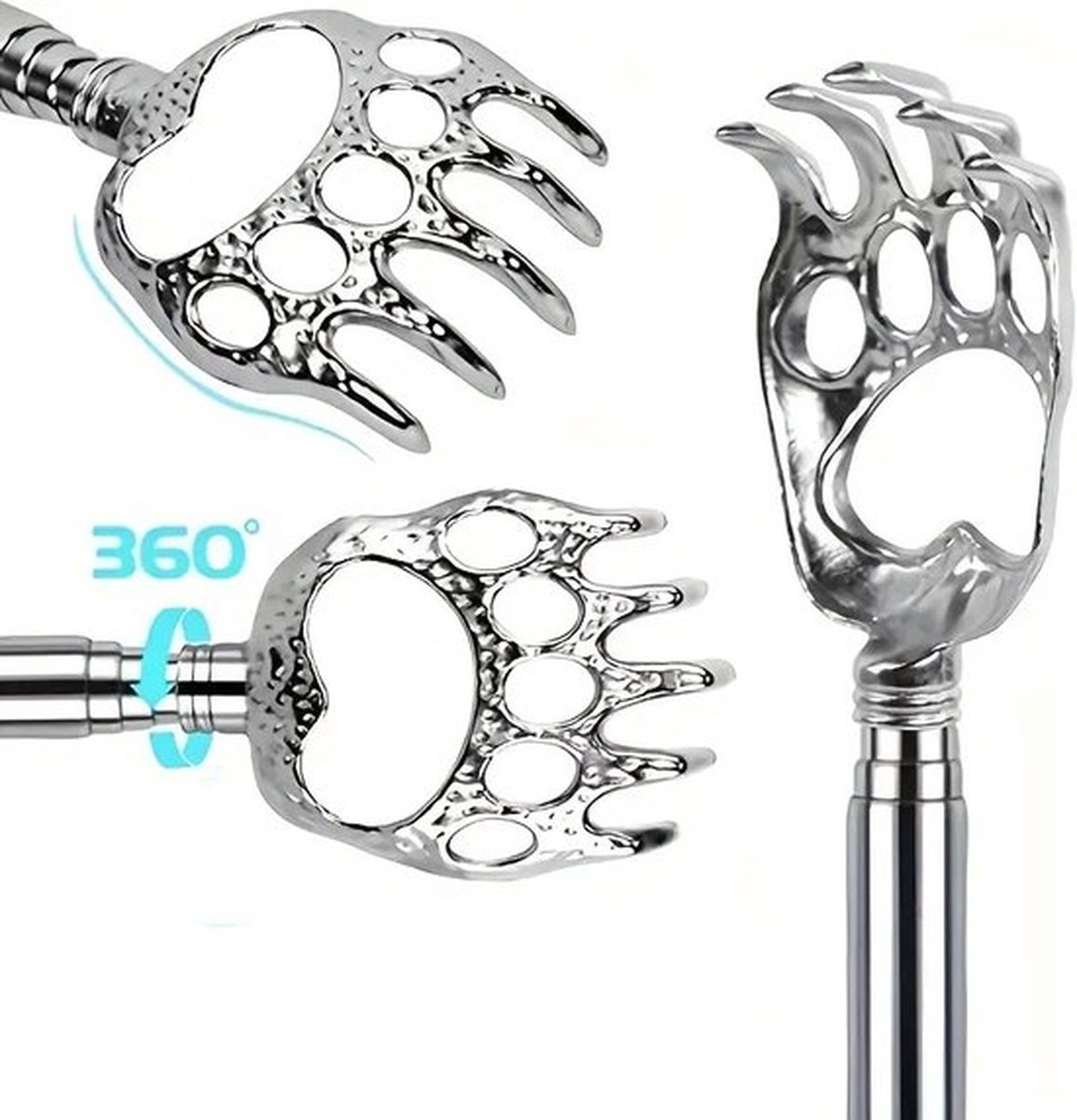 Extendable Back Scratcher Bear Claw | Adjustable Back Scratcher | Massage Scratcher | Telescopic Back Scratcher | Anti-Itch | Up to 53 CM | Stainless Steel | Black - Image 4