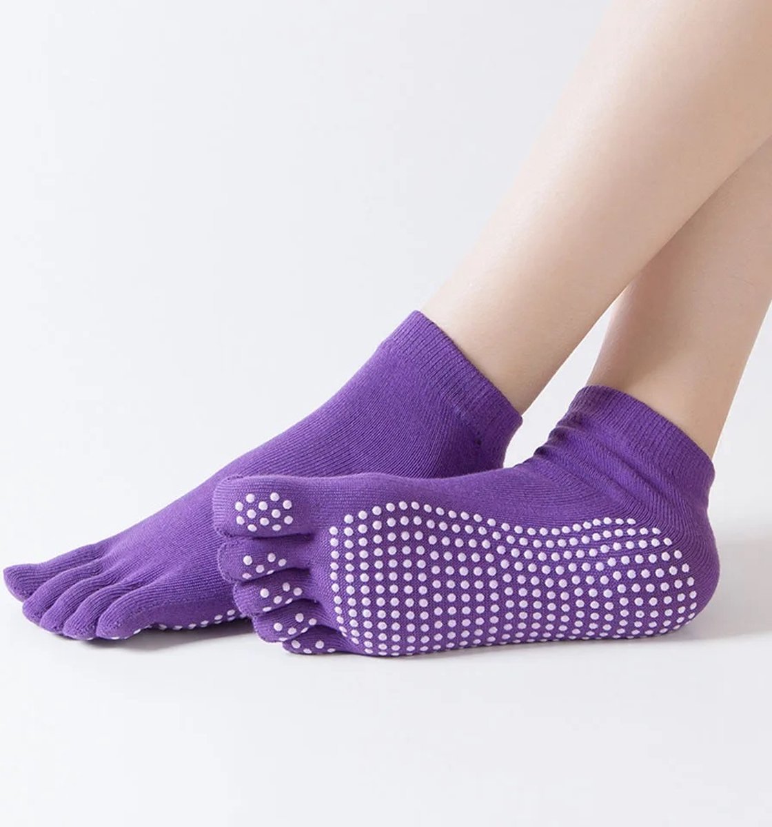 Full Toe Yoga Socks | Full Toe Yoga Sock | With Anti-Slip Bottom | Anti-Slip Socks | Pilates Socks | Size 36-40 | Purple - Image 2