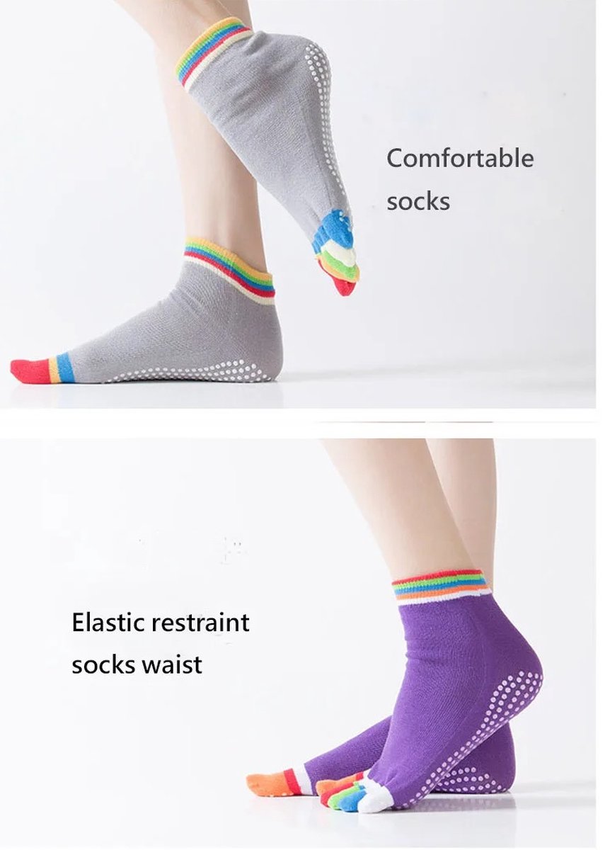Full Toe Yoga Socks | Full Toe Yoga Sock | With Anti-Slip Bottom | Anti-Slip Socks | Pilates Socks | Size 36-40 | Purple - Image 3