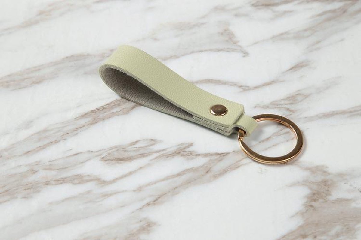 Faux leather keychain mint green - Image 1