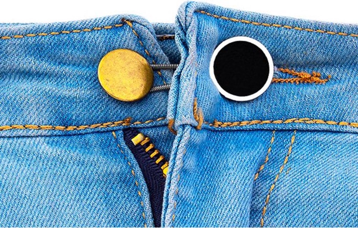 2x Jeans Extension Buttons | Buttonhole Extender | Cuff Extension Buttons | Collar Extension Buttons | Universal | 2.5 cm Adjustable Button | Trouser Expander | Black - Image 2