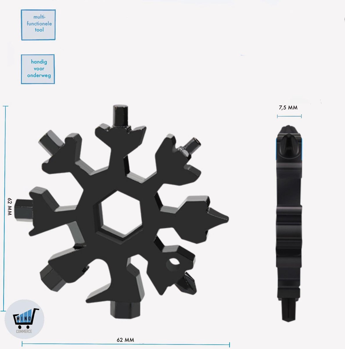 Snowflake - 18 in 1 Multifunctional tool – Stainless Steel Bottle Opener and Screwdriver. - Image 3