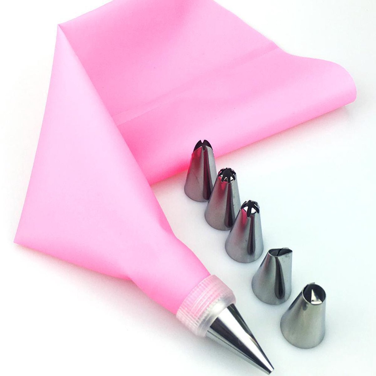 Piping Bag Cake Decoration for Whipped Cream - 6 Nozzles - 1 Piece Pink - Image 2