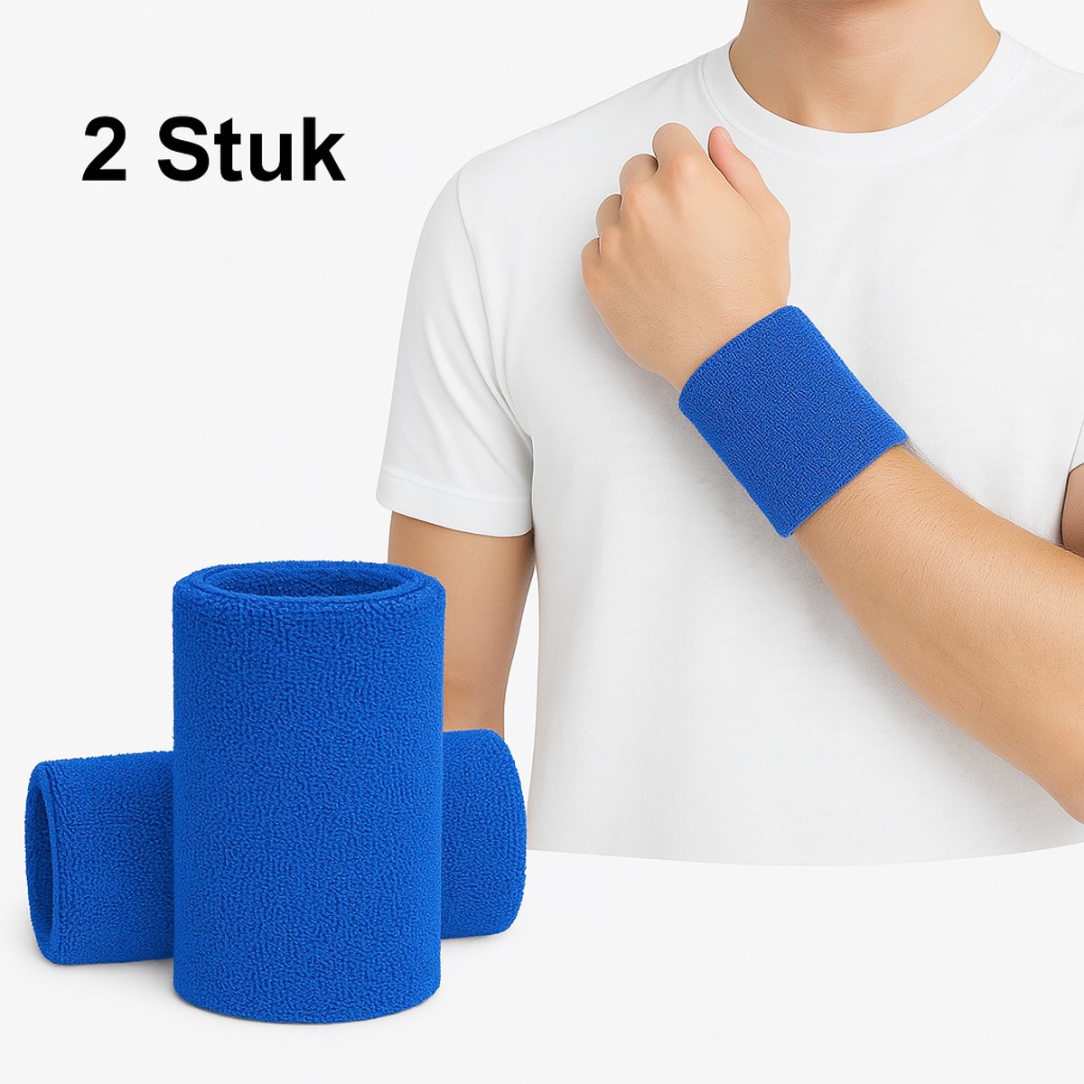 Wristband Set | Sweatband | Sweatbands | Wrist | Sports Bands | 2 Piece | Blue - Image 1