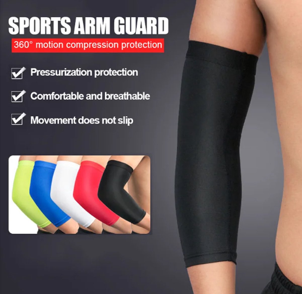 Light Compression Arm Sleeve | Arm Support | Arm Protector | Armbands | Arm Support | 1 Piece | Size LI Purple - Image 2