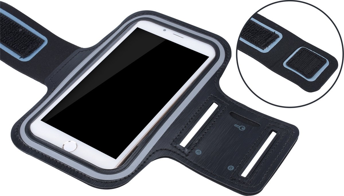 Sports armband XL suitable for screens up to 6.5 inches, among others, for iPhone 6/6s/7/8, Samsung S7/S8/S9, Huawei P10 - Black - Image 1