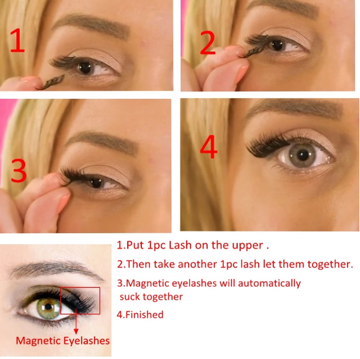 Magnetic False Eyelashes | Magnetic Eyelashes | 3D Eyelash Extensions | Fake Lashes | Glue-Free | False Eyelash Set | 2 pairs - Image 5