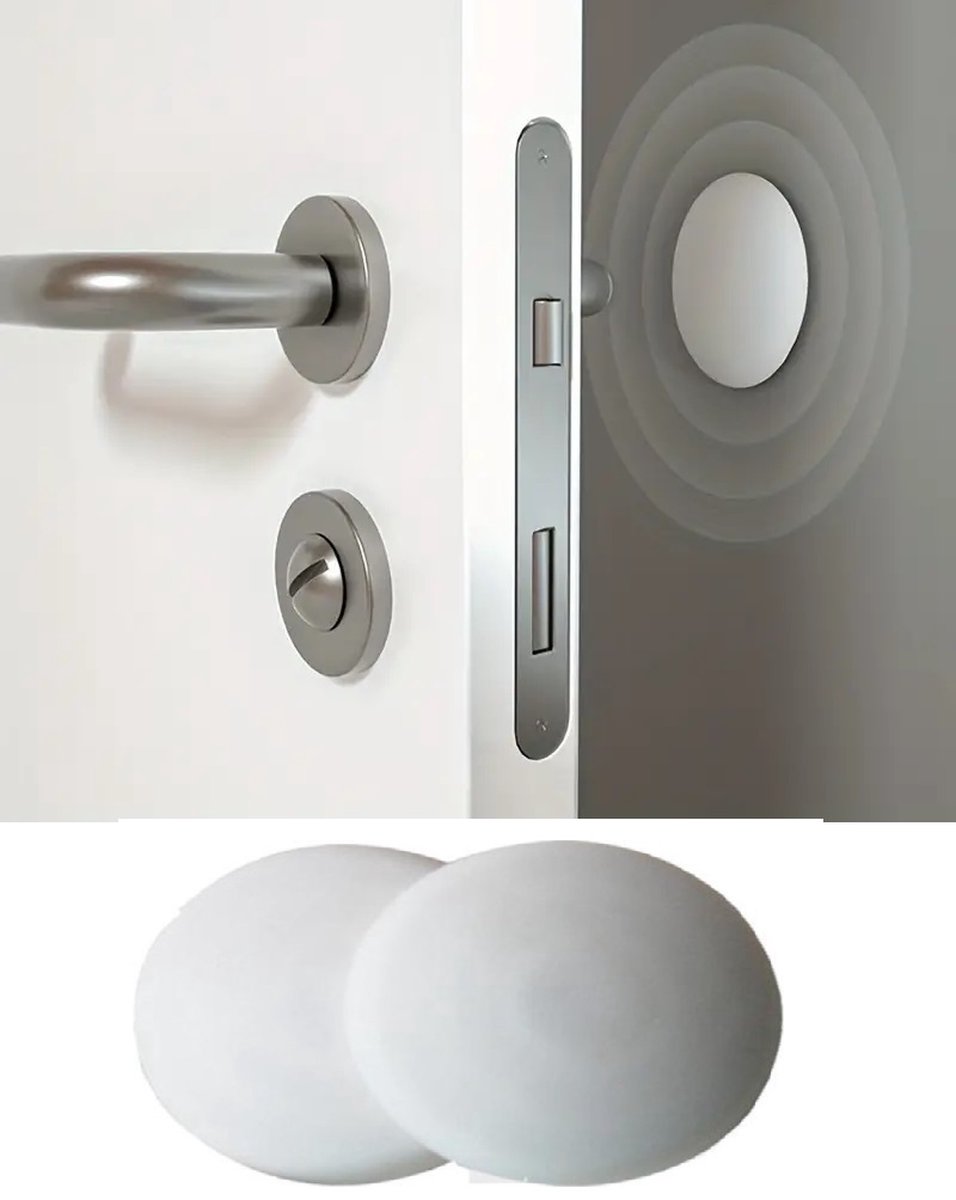 Door Stoppers | Self-Adhesive Door Protectors | Door Protection | Silicone | Transparent | Washable | White | 2 Pieces - Image 1