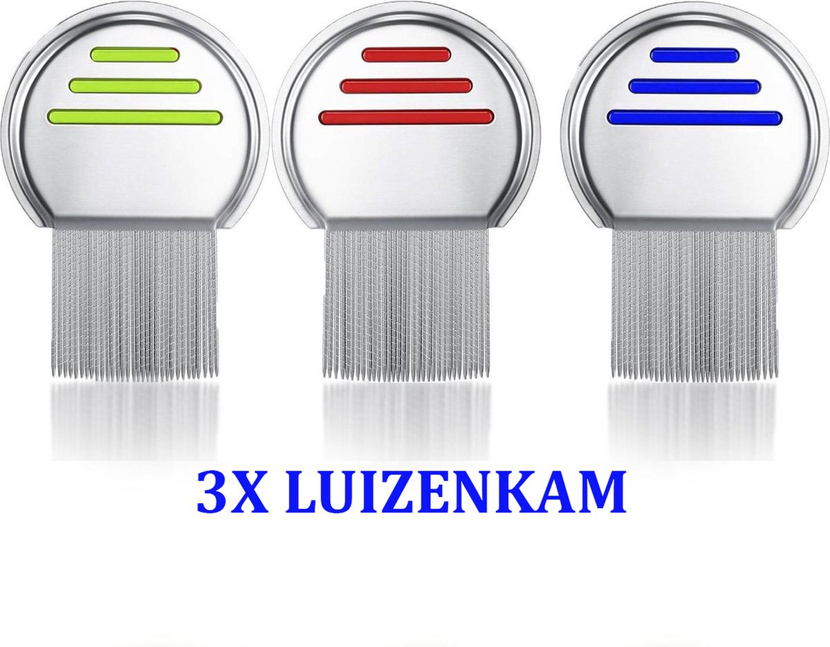 Set of 3 Lice Combs | Lice Brush | Flea Comb | Nits Comb | Dust Comb | Lice Remover | Stainless Steel | Green, Blue & Red - Image 2