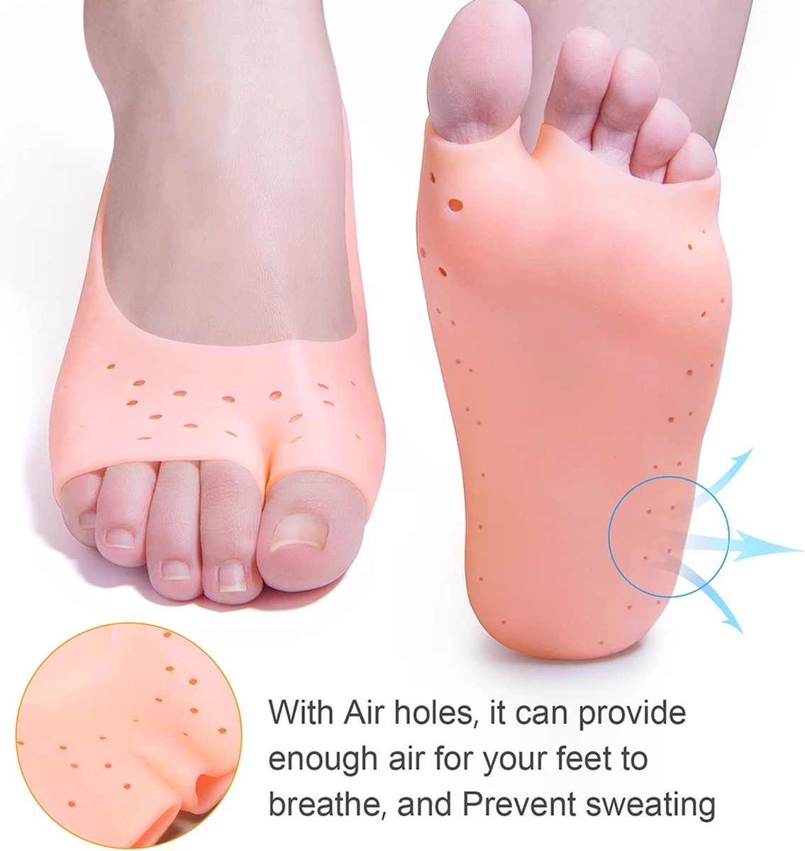 Pair Silicone Gel Socks | Heel Protectors | Heel Insoles | Heel Cushions | Heel Socks | One Size | Beige - Image 4