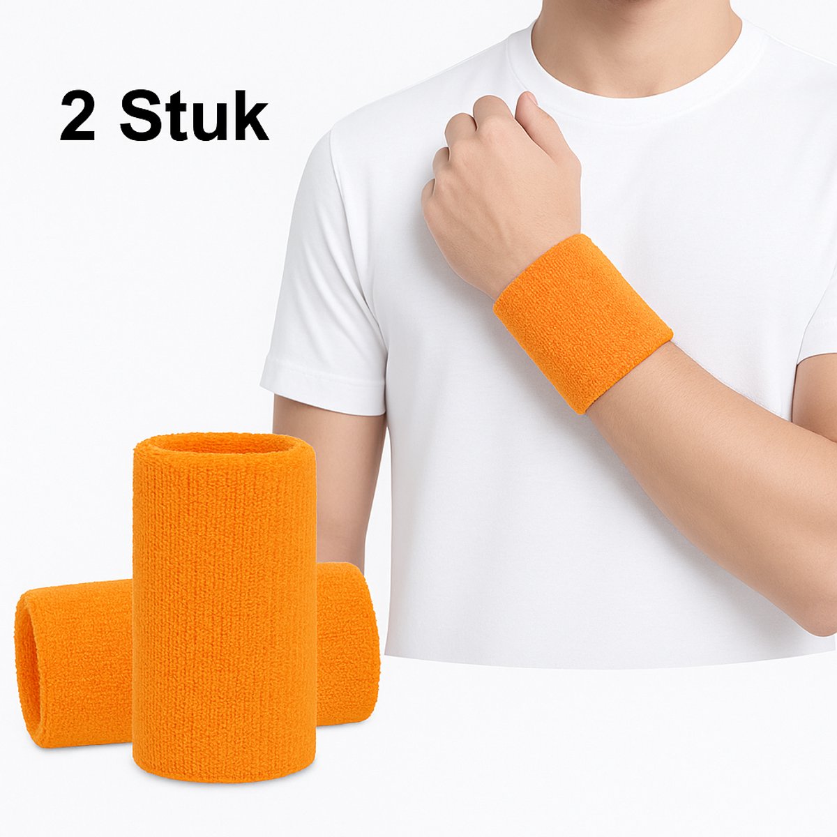 Wristband Set | Sweatband | Sweatbands | Wrist | Sports Bands | 2 Piece | Orange - Image 1