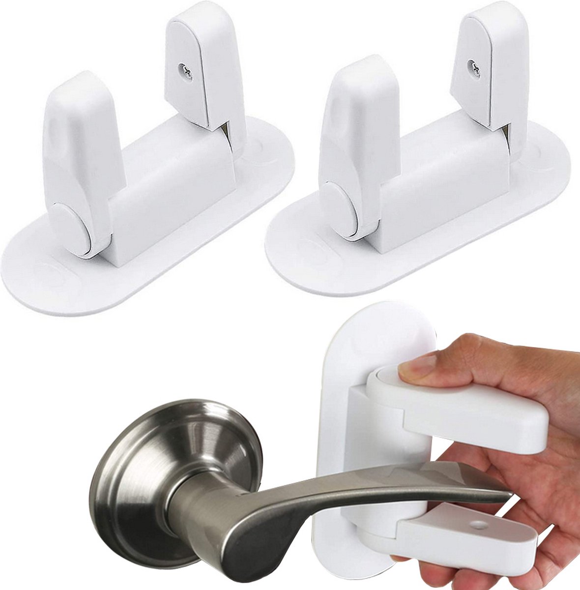 Door Handle Security for Children | Door Handle Lock | Child Safety Lock | Child Lock for Doors | Baby Door Handle Security | Set of 2 - Image 1
