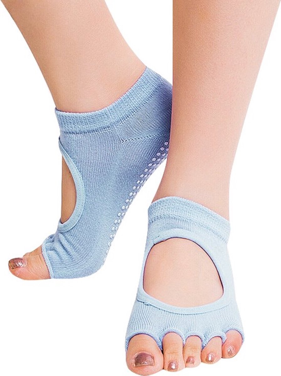 Yoga Socks Full Open Toe | Full Toe Yoga Sock | With Anti-Slip Bottom | Anti-Slip Socks | Pilates Socks | Size 36-40 | Light Blue - Image 3