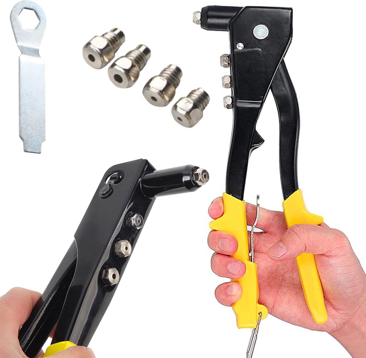 Rivet gun - Blind riveting tool - Pop rivet gun - with 4 tips for 2.4 mm, 3.2 mm, 4.0 mm, and 4.8 mm - Image 1