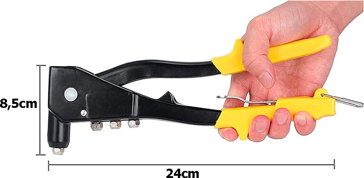 Rivet gun - Blind riveting tool - Pop rivet gun - with 4 tips for 2.4 mm, 3.2 mm, 4.0 mm, and 4.8 mm - Image 2