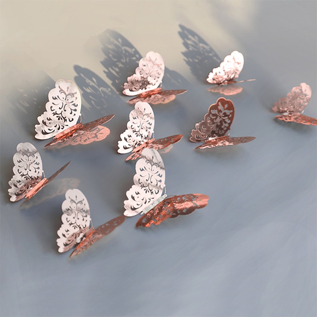3D Wall Decoration Butterflies 12 Pieces | Wall Decoration | Wall Butterflies | Butterfly Wall Stickers | Rose Gold - Image 2