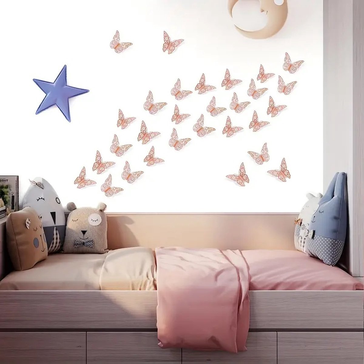 3D Wall Decoration Butterflies 12 Pieces | Wall Decoration | Wall Butterflies | Butterfly Wall Stickers | Rose Gold - Image 3