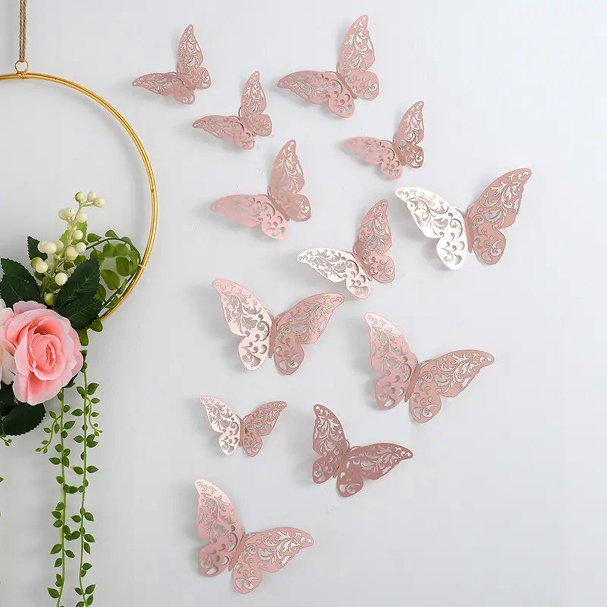 3D Wall Decoration Butterflies 12 Pieces | Wall Decoration | Wall Butterflies | Butterfly Wall Stickers | Rose Gold - Image 4