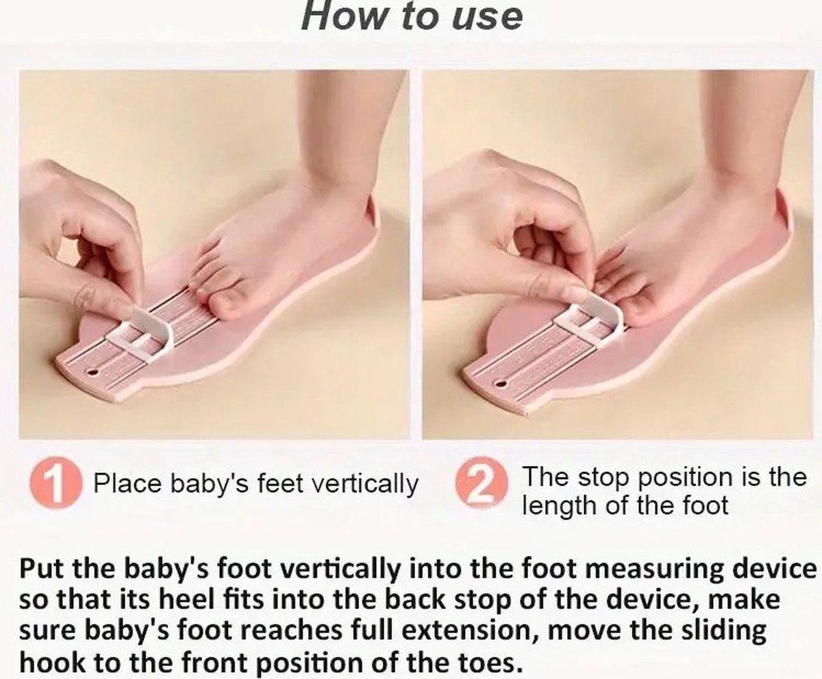 Child's Foot Measuring Tool | Child's Shoe Size Measuring Tool | Baby Shoe Measuring Tool | Baby Measurement | Pink - Image 4