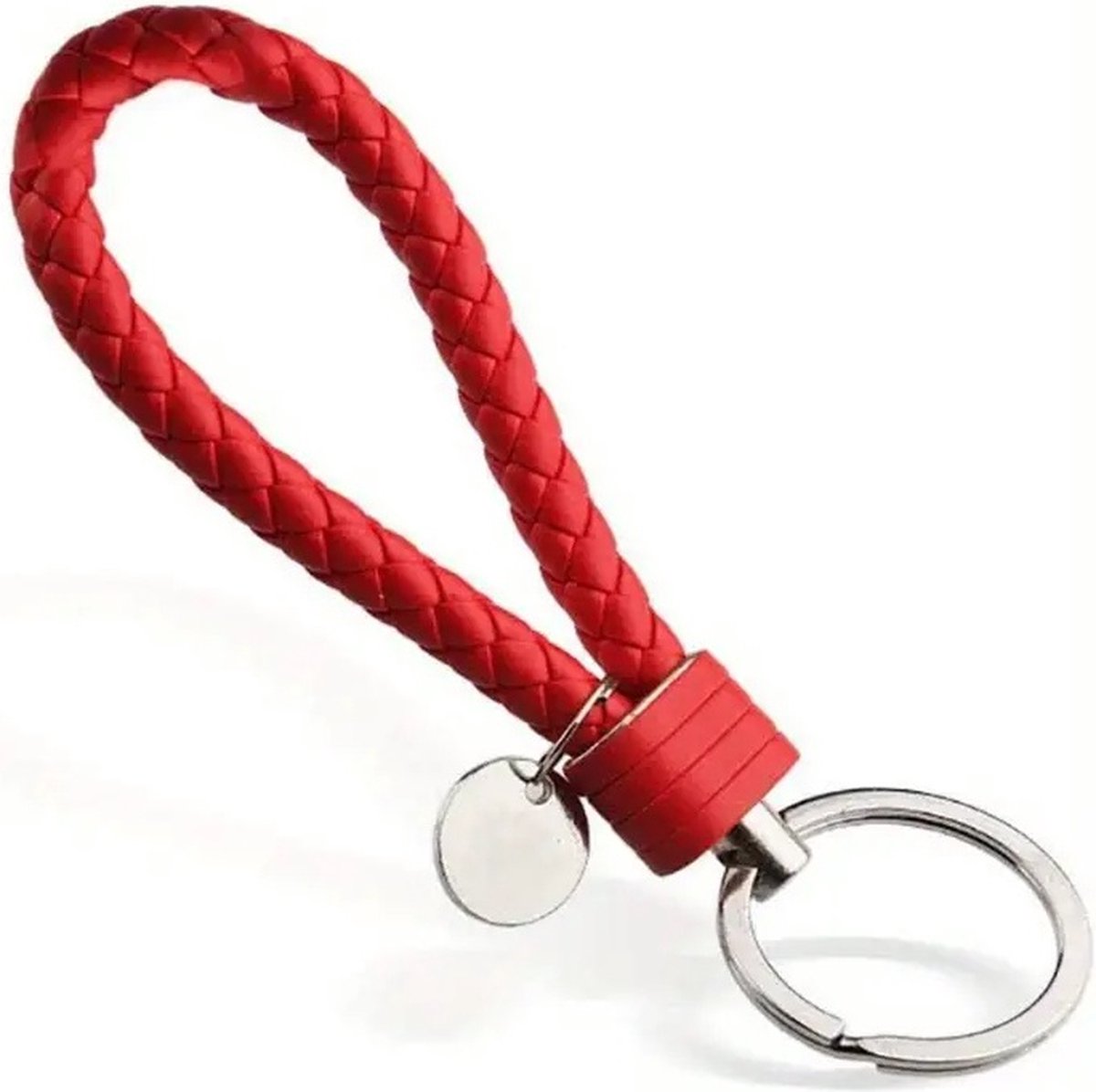 Luxury PU Leather Keychain | Key Holder | Woven Keychain | Universal | Red - Image 1