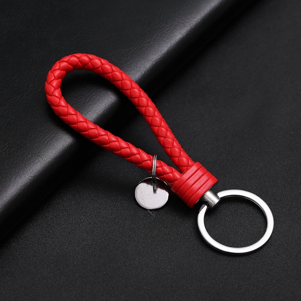 Luxury PU Leather Keychain | Key Holder | Woven Keychain | Universal | Red - Image 2