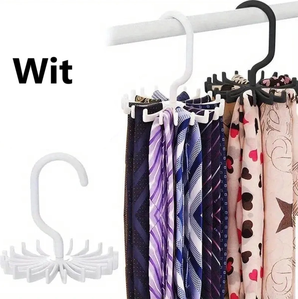 Tie Hanger | Tie Hanger | Tie Organizer | Tie Hook | Hang 20 Ties | White - Image 1
