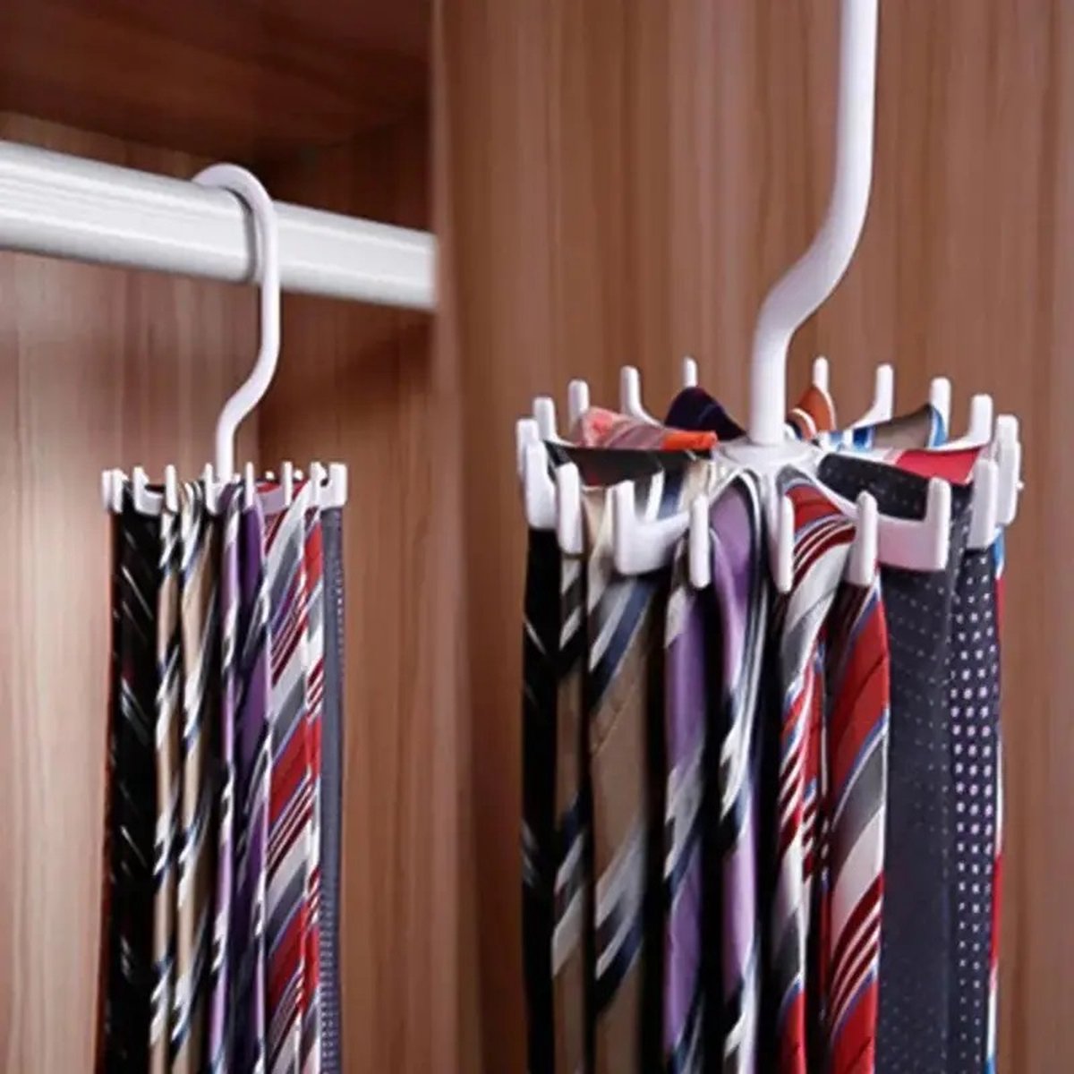 Tie Hanger | Tie Hanger | Tie Organizer | Tie Hook | Hang 20 Ties | White - Image 2