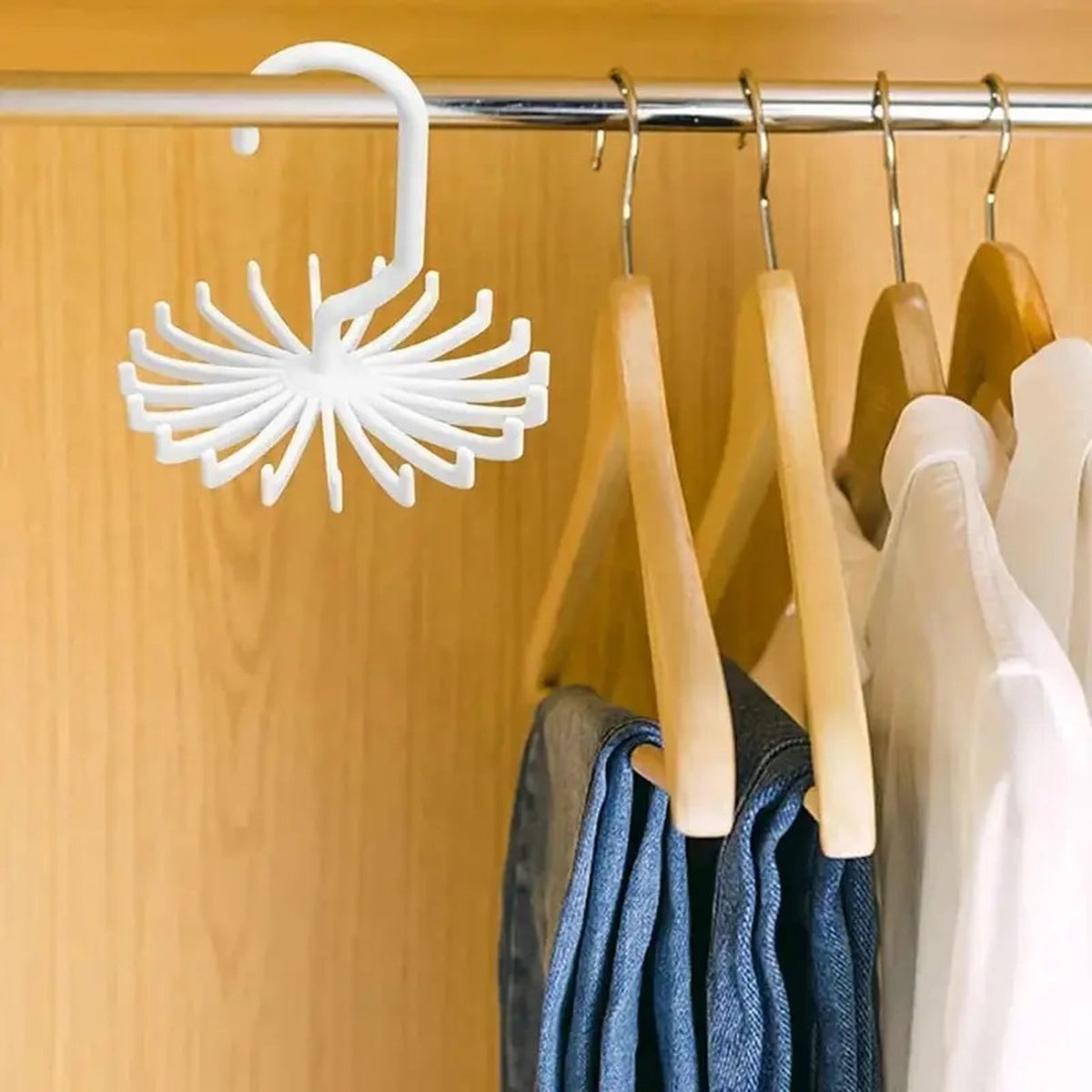 Tie Hanger | Tie Hanger | Tie Organizer | Tie Hook | Hang 20 Ties | White - Image 3