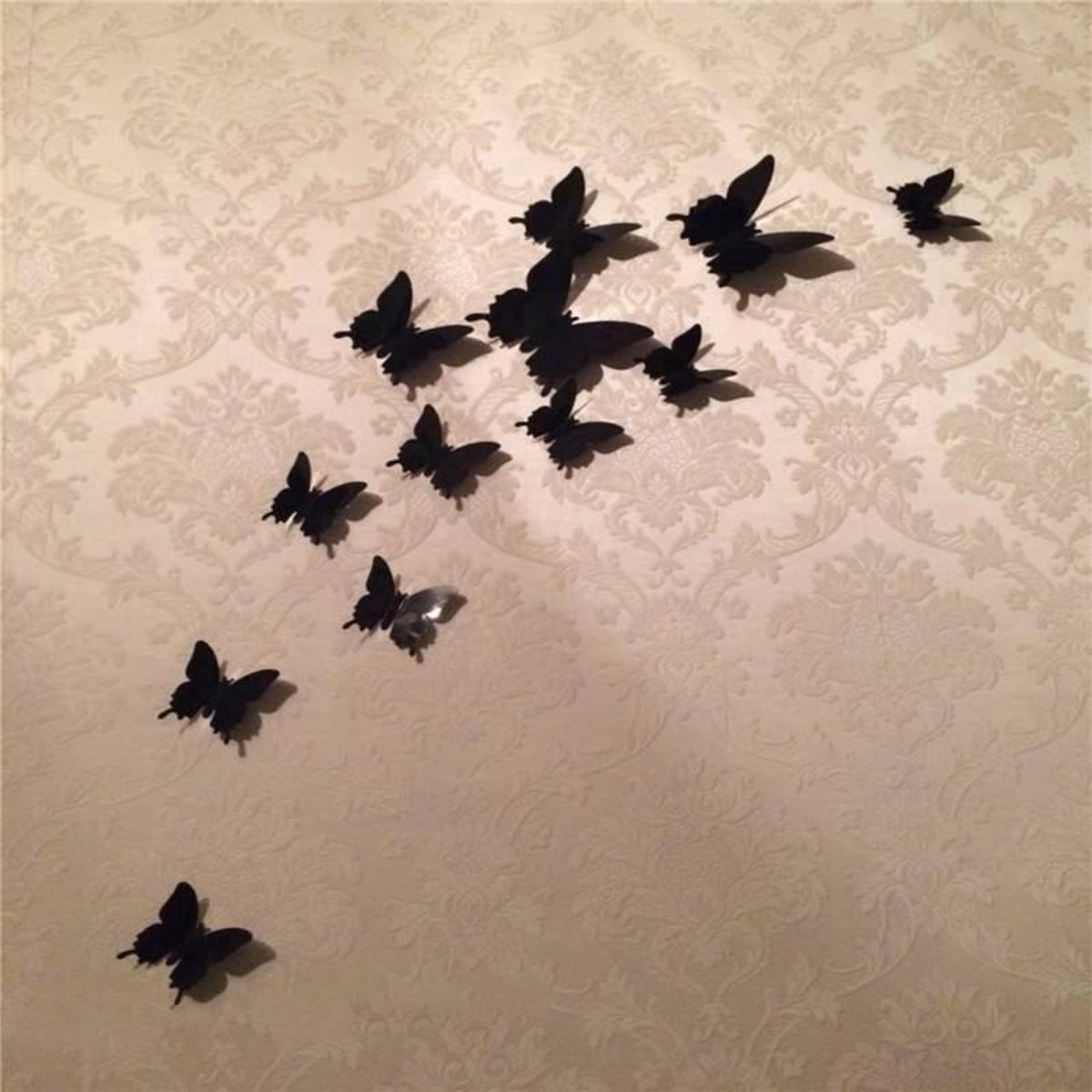 3D Wall Decoration Butterflies 12 Pieces | Wall Butterflies | Butterfly Wall Stickers | Solid Wall Stickers | Black - Image 2